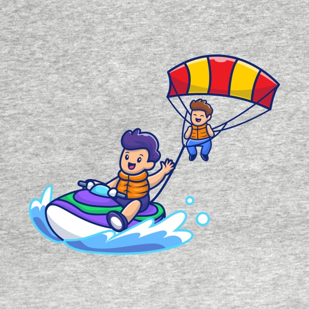 Cute People Playing Parasailing With Speed Motorboat by Catalyst Labs